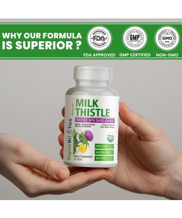 Milk Thistle Extract 9105mg Fortified with Dandelion Root Turmeric Black Pepper NAC Choline & Taurine 80% Standardized Silymarin for Liver Support GMO-Free Gluten-Free Soy-Free 120 Tablets - Buy Online on GoSupps.com