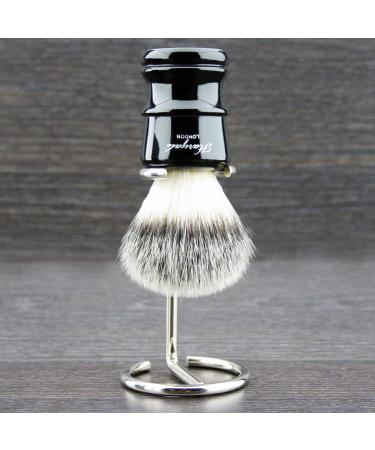 Premium Black Handle Shaving Brush with Chrome Stand | Durable Resin Design for Perfect Shave - Buy Online on GoSupps.com