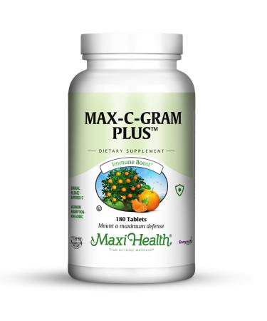 Maxi Health Max C Gram Plus -Gradual Release Buffered Vitamin C Tablets 180 Count (Pack of 1) Unflavored 180 Count (Pack of 1)