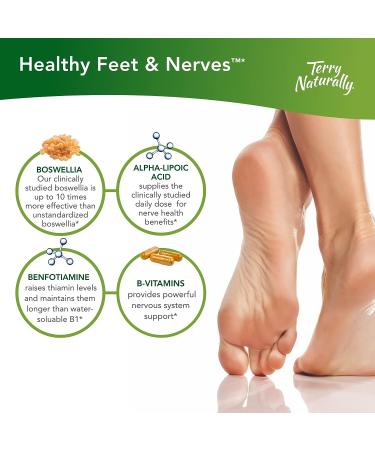 Terry Naturally Healthy Feet & Nerves Supplement - 60 Vegan Capsules (Pack of 2) - Nerve Function Support with B Vitamins & Boswellia - Non-GMO & Gluten Free - Buy Online on GoSupps.com