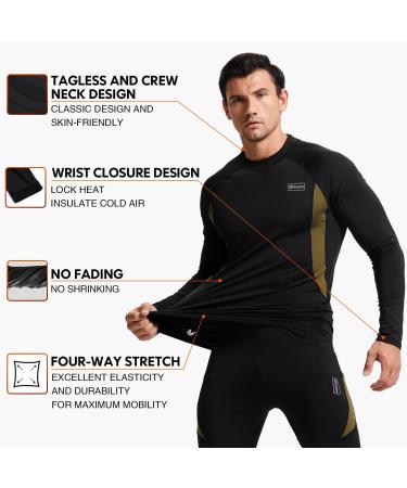 Black X-Large Thermal Underwear Set | Winter Hunting Gear Long Johns Base Layer Bottom Top | Midweight Sport Apparel - Buy Online on GoSupps.com