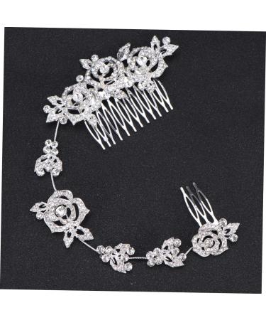 DOITOOL Rhinestone Headband Hair Comb Floral Rhinestone Hair Pin Wedding Bride Hair Accessories - Buy Online on GoSupps.com