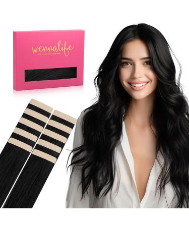 If Salife Tape Extensions Real Hair deep black 10Pcs tape in extensions real hair 20g 30cm invisible hair extension real hair invisible smooth real hair extensions tape refill pack for girls 30cm 20g 10Pcs #1 deep black