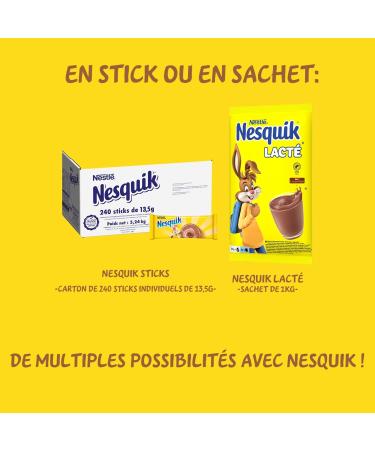 Nestl Nesquik Cocoa Powder Drink - Chocolate Flavor - Breakfast - Box of 240 Individual Sticks 13.5 g - Buy Online on GoSupps.com