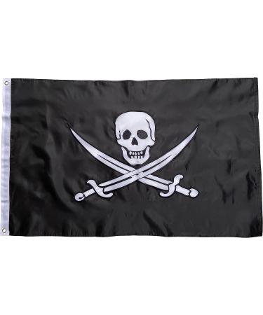 Pirate Flag - 3X5 Ft Outdoor Nylon Jolly Roger Banner Double Sided Embroidery, Brass Grommets, Boat Use | Calico Jack Style - Buy Online on GoSupps.com