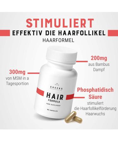 Cheers Hair Formula - 60 Vegan Capsules for Healthy Hair Skin & Nails | Hair Vitamins with Phosphatidic Acid | Best Hair Supplement for Adults - Buy Online on GoSupps.com