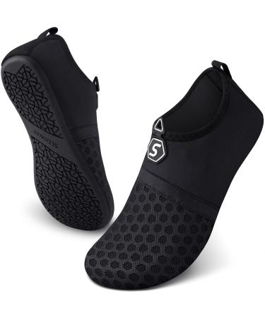 SEEKWAY Water Shoes Quick-Dry Aqua Socks Barefoot Slip-on for Beach Pool Swim River Yoga Lake Surf Women Men SK001 8.5-9.5 Women/7.5-8.5 Men 1a-splice Black