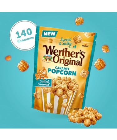 Werther's Original Popcorn Caramel - Pack de 2 (2x140g) - 1x Cr meux & 1x Sal - Pop corn croustillant enrob de caramel onctueux - Id al partager ou pour une pause gourmande - Buy Online on GoSupps.com