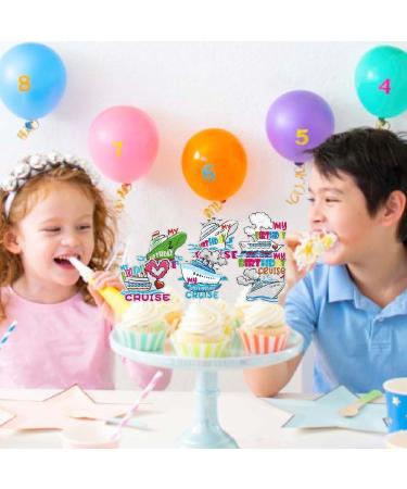 Cruise Travel Themed Happy Birthday Cupcake Toppers Set of 18 - Perfect for cruise party baby shower party bridal party or birthday party decorations for boys and girls - SugarGera - Buy Online on GoSupps.com