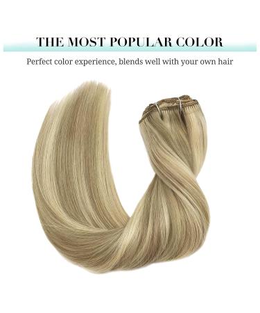 Doores Real Hair Extensions | Light Blonde Highlights Clip-In 40cm 16 Inch 7 Pieces 120g Remy Straight Hair - Buy Online on GoSupps.com