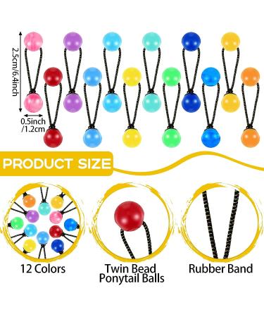 JenPen 60-Piece Colorful Twin Bead Ponytail Holders | Elastic Hair Accessories for Girls and Women - Buy Online on GoSupps.com