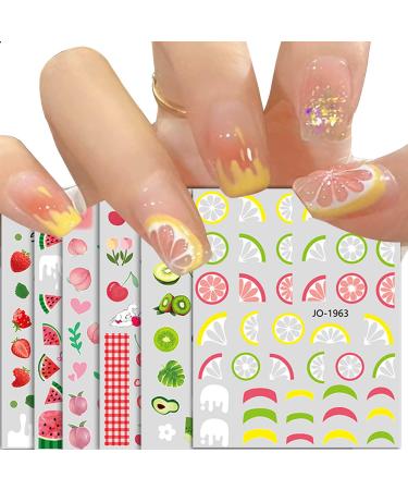 Summer Fruit Nail Art Stickers - Cute Lemon, Strawberry, Cherry, Watermelon, Avocado Designs - Nail Decals for Women and Girls - Buy Online on GoSupps.com