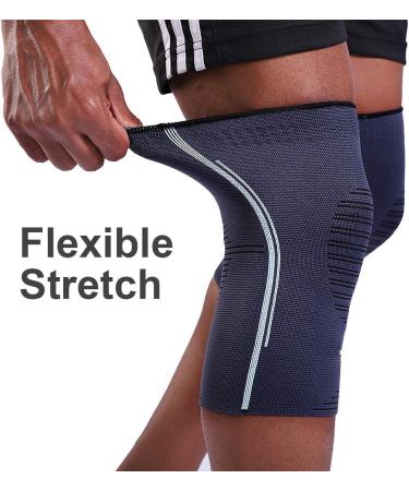 BERTER Knee Compression Sleeve Support for Running  Jogging  Sports - Brace for Joint Pain Relief  Arthritis and Injury Recovery - A Pair Grey-Blue Medium(15.5-18.0) - Buy Online on GoSupps.com