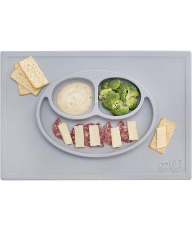 ezpz Happy Mat (Pewter) - Silicone Suction Plate for Toddlers & Preschoolers - Divided Dishwasher Safe Placemat - 24 Months - Buy Online on GoSupps.com