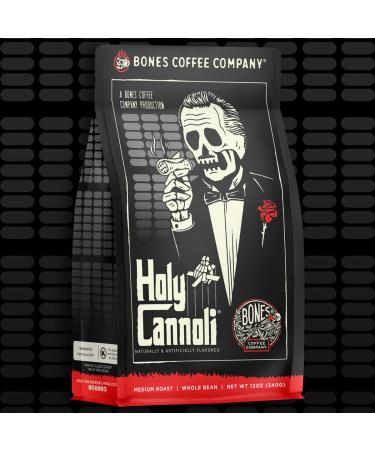 Bones Coffee Company Holy Cannoli 12 oz Ground Coffee - Low Acid Medium Roast Flavored Arabica Coffee | Best Coffee Gift - Buy Online on GoSupps.com