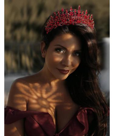 SWEETV Queen Crown for Women - Princess Tiara Pageant Diadem in Red - Buy Online on GoSupps.com