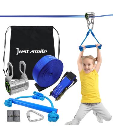 Zipline Kit for Kids and Adults with Monkey Bars and 60ft Slackline,Zip Lines Kits for Backyards,Ninja Warrior Obstacle Course for Jungle Gym
