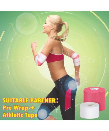 White Athletic Wrap Tape and Red Foam Prewrap Kit for Ankle Wrist Support - 4 Rolls Sports Tape Set for Climbing, Boxing, Football - 2.75 Inch x 89 Feet, 1.5 Inch x 33 Feet - Buy Online on GoSupps.com