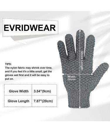 Evridwear Exfoliating Bath Gloves - Dual Texture Shower Scrub, Dead Skin Remover (Gray, 1 Pair) - Buy Online on GoSupps.com