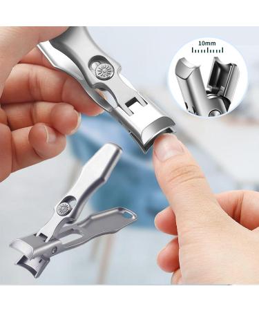 Nail Clippers for Thick Nails Wide Jaw Opening Nail Clippers with Safety Lock for Ingrown Toenail Fingernail Heavy Duty No Splash Toenail Clippersfor Men Women Adult Seniors (Silver) - Buy Online on GoSupps.com