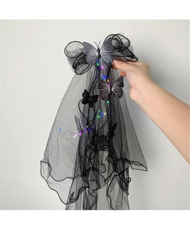 amangul Glowing Rose Headband Ghosted Bride Veil Bride Cosplay Costume Headwear Hair Accessories Halloween Costume(Jm0525 Eyeball Flowe) - Buy Online on GoSupps.com