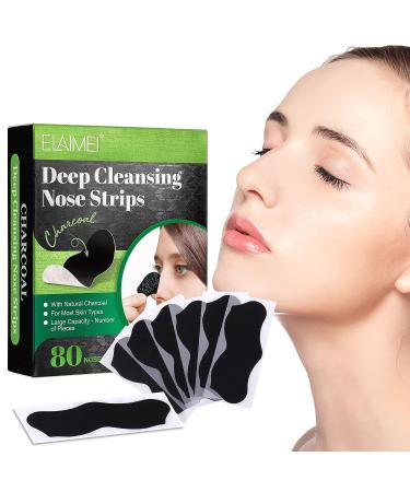 Pore Strips (80pcs) Natural Charcoal Blackhead Strips for All Skin Types - Nose & Face Blackhead Remover - Buy Online on GoSupps.com