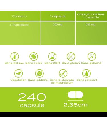Plusvive - 240 capsules of L-tryptophan 100% vegan 500 mg - Buy Online on GoSupps.com