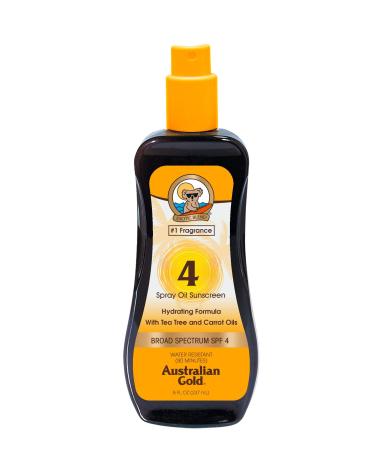 Australian Gold Spray Oil Sunscreen SPF 4   8 Ounce | Carrot Oil Formula | Broad Spectrum | Water Resistant