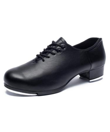Joocare Men's Oxford Lace up Jazz Tap Dance Shoes (10.5, Black)