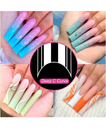 200PCS Extra Long Clear Acrylic Tapered Square Nail Tips - XXL C Curve False Nails for Salon & DIY | 10 Sizes with Storage Case - Buy Online on GoSupps.com