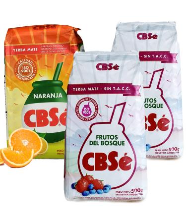 CBS Yerba Mat Fruits de la For t 2x0.5 kg + CBS Yerba Mat d'Orange 0.5 kg |Th mat d'Argentine | Boisson revigorante et nergisante