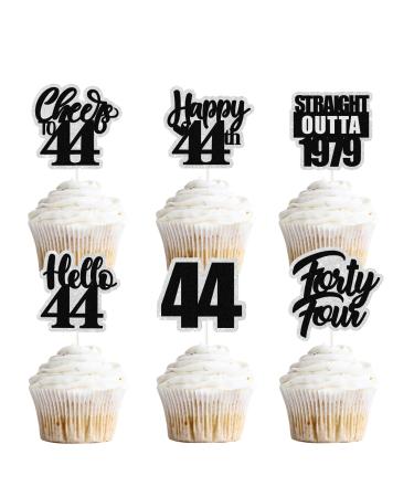 Happy 44th Cupcake Topper 18pcs Straight Outta 1979 Cheer to 44 Years Old Cake Picks Celebrating Happy 44th Birthday Party Decoration