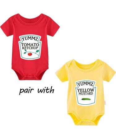 Culbutomind Baby Twins Bodysuit Set | Ketchup Mustard Newborn Outfit | Unisex Romper for Infants | Red 6-9 Months - Buy Online on GoSupps.com