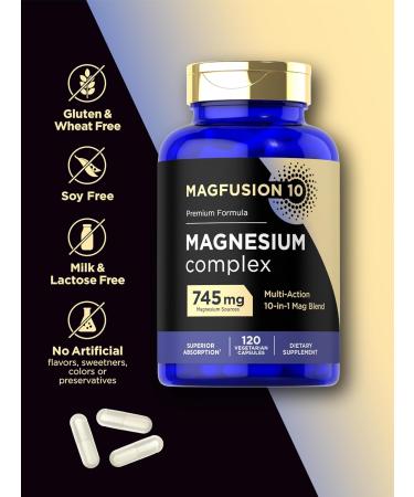 Magfusion-10 Magnesium Complex Supplement 745mg | 120 Capsules | 10 in 1 Blend | Vegetarian Non-GMO Gluten Free - Buy Online on GoSupps.com
