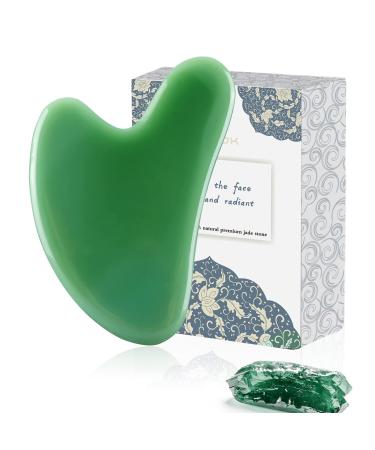 Wiok Gua Sha Massage Facial Tool  Guasha Tool for Face Body Skin  Natural Jade Stone Traditional Acupuncture Therapy Prevents Wrinkles  Gua Sha Boards Scraping Massage Tool for SPA