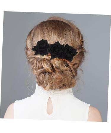 ifundom 1 Set Rose Hair Clip Hair Clip Wedding Hair Accessories Hair Accessories for Women Wedding Black Rose Bridal Hair Comb Hair Side Combs Girl Abs Red Rose Bride - Buy Online on GoSupps.com