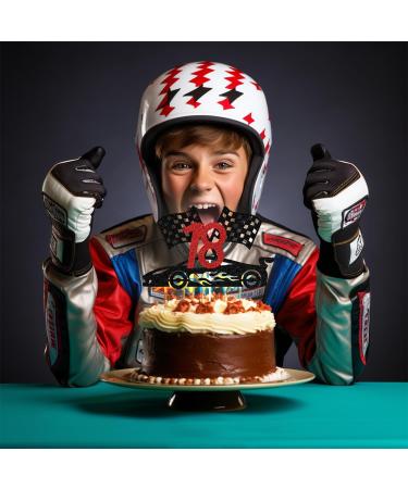 Sriburcio Black Glitter Race Car 18 Cake Topper Happy 18th Birthday/Cheer to 18 Years Race Car Themed 18th Birthday Party Decorations - Buy Online on GoSupps.com