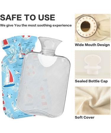 Naanle 2L Transparent Hot Water Bottle - Lighthouse Seagull Anchor Design for Pain Relief & Therapy | Large Hand & Foot Heat Relief - Buy Online on GoSupps.com
