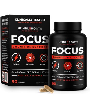 8-IN-1 All-Natural Nootropic Supplement for Energy Focus & Memory Support | Organic Lion's Mane & Rhodiola | Cognizin Citicoline & CognatiQ | Caffeine & L-Theanine | Huperzine-A & Vitamin B12
