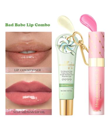 ACSUSS 2 Pack Frosted Peppermint Lip Balm and Lip Oil Daily Hydrating Care Set Pink Green One Size One Size Pink Green - Buy Online on GoSupps.com