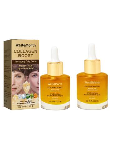 2pcs Pedia Advanced Collagen Boost Anti Aging Serum  Collagen Boost Anti Aging Serum  Anti-aging Collagen Dark Spot Corrector  Firm Skin & Reduces Wrinkles Hyaluronic Acid Serum for All Skin Types Yellow