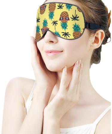 Pineapple with Sunglasses Sleep Mask - Adjustable Strap for Men and Women - Blocks Light for Night Travel and Nap - Buy Online on GoSupps.com