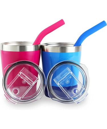 Kichuzl Colorful Straw Cups Pack of 2 - Stainless Steel Toddler Cup Set (Rose/Blue) - Buy Online on GoSupps.com