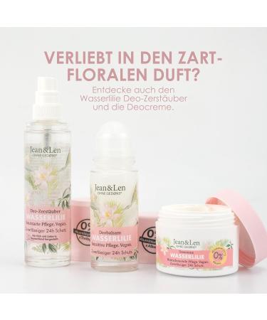  Jean & Len Jean & Len Water Lily Deodorant Balm - Naturally Offers Deodorant Protection for up to 24 Hours - Sensitive Care - Ideal Even After Shaving - Aluminium and Alcohol-Free Deodorant - Vegan - 50ml - Buy Online on GoSupps.com