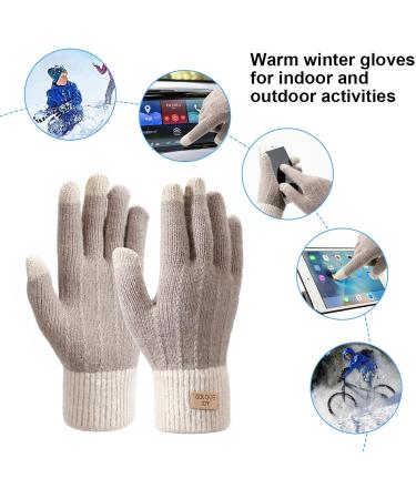 HomeAlexa Winter Touchscreen Gloves Warm Windproof & Stylish Strit Finger Skiing & Cycling Gloves for Men & Women in Khaki - Buy Online on GoSupps.com