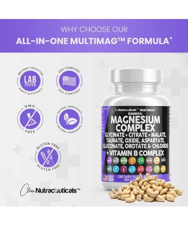 High Potency Magnesium Complex 2285mg with Zinc, Copper, Manganese & Vitamin C - 90 Count | Made in USA - Buy Online on GoSupps.com