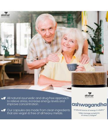 AKSHAR Ayurveda - Ashwagandha Capsules with Ashwagandha Root Extract and Powder - Adaptogenic Herbal Support - Vegan Cruelty-Free Ashwagandha Supplements (60 Count) - Buy Online on GoSupps.com