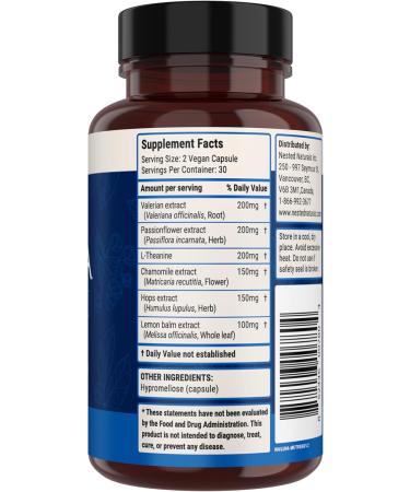 Nested Naturals Luna Sleep Supplement Melatonin Free Non-Habit Forming Herbal Sleep Supplement Adult Bedtime Support Help Sleeping w/Chamomile Valerian L-Theanine 60 Vegan Capsules Luna Herbal Melatonin Free - Buy Online on GoSupps.com