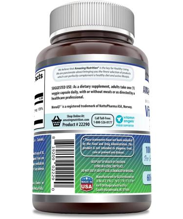 Amazing Formulas Vitamin K2 MK7 Supplement | 100 mcg Vegan Capsules | Non-GMO & Gluten-Free | USA Made | 60 Count Pack - Buy Online on GoSupps.com