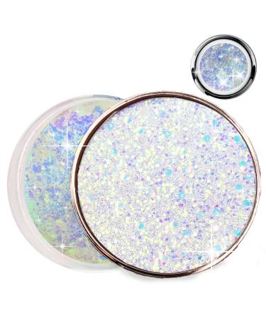 7DAYS Sparkling Glitter Gel for Face Body & Hair | Shimmering Chunky Face Paint for Party Rave Festival Halloween Makeup | Quick Drying No Glue Glitter Gel with Mermaid Sequins | POSH 50g